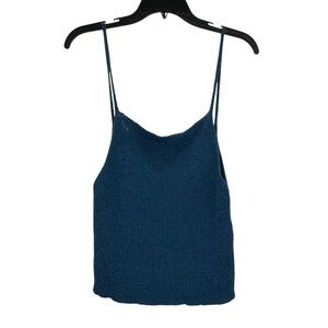 LUMIÈRE Textured Knit Tank Top Women’s Large Blue Sleeveless Minimalist